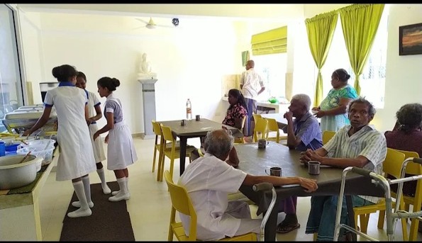 Communal Dining Hall with Nutritious Meals